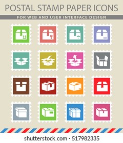 box web icons on the postage stamps