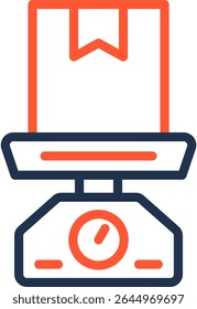 Ilustración vectorial de línea de color de icono de peso de caja