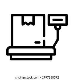vector de icono de línea de peso de cuadro. signo de peso de caja. símbolo de contorno aislado ilustración negra
