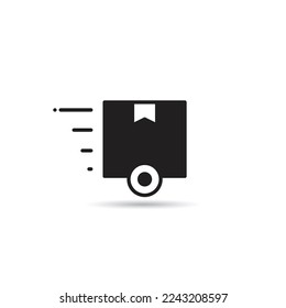 box with wheel icon on white background