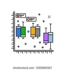 Box Whisker Plot Fill Color Icon, Vector illustration