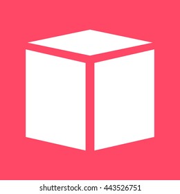 Box white icon on magenta color background. Eps-10.
