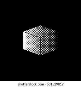box - white vector icon ; halftone illustration