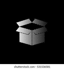 box - white vector icon ; halftone illustration