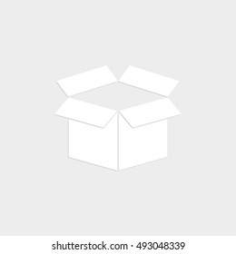 box - white vector  icon with shadow