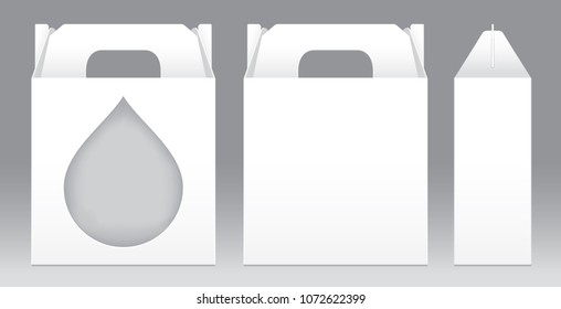 Box White window shape cut out Packaging Template blank. Empty Box white Template for design product package gift box, White Box packaging paper kraft card board package (Vector)