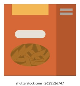 Box of whole wheat pasta isolated, healthy food and groceries concept