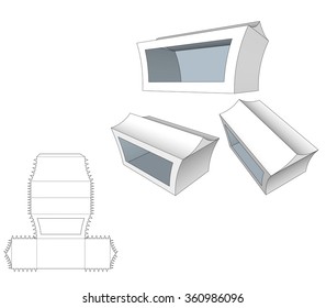 Box with windows Die Cut Template. Packing box For Food, Gift Or Other Products. On White Background Isolated. Ready For Your Design. Product Packing Vector EPS10