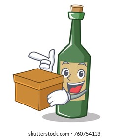 With box wine bottle character cartoon