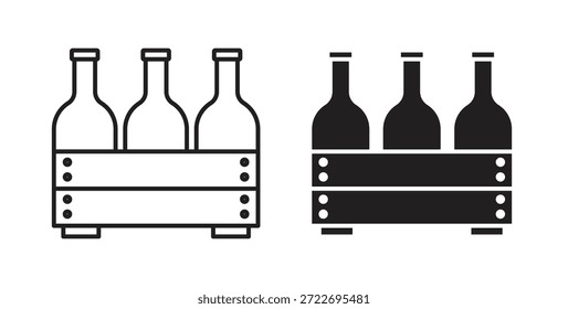 Caja de Ilustración vectorial aislada del icono del vino. Pictograma de Vector para Web y App