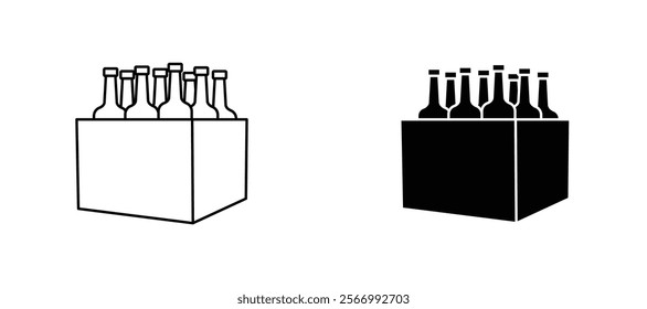 Box of wine icons in outline and fill. vector illustration for ui.