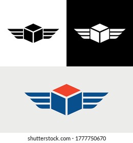 Box Wing Delivery Courier Fast Logo