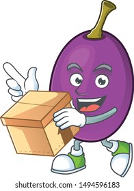 With box winne fruit with mascot for beverage