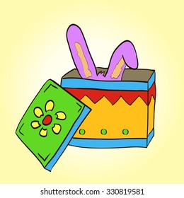a box without a lid with an animal inside
