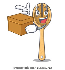 With box wooden fork character cartoon