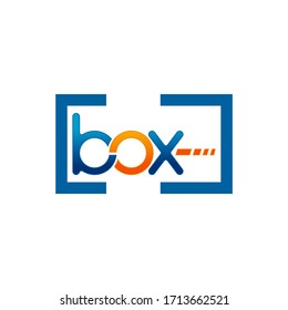 Box word sign with simple image of a box.