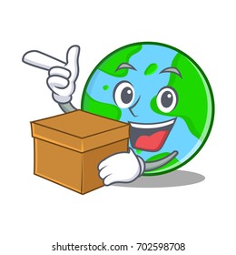 With box world globe character cartoon