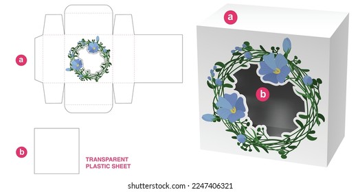 Box with wreath cartoon and window die cut template