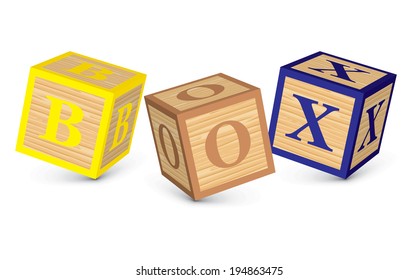 BOX written with alphabet blocks - vector illustration