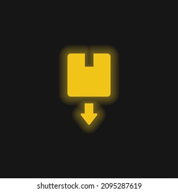 Box yellow glowing neon icon