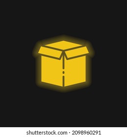 Icono de neón amarillo brillante de caja