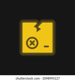 Box yellow glowing neon icon