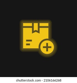 Box yellow glowing neon icon