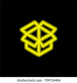 Box yellow glowing neon ui ux icon. Glowing sign logo vector