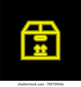 Box yellow glowing neon ui ux icon. Glowing sign logo vector