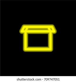 Box yellow glowing neon ui ux icon. Glowing sign logo vector