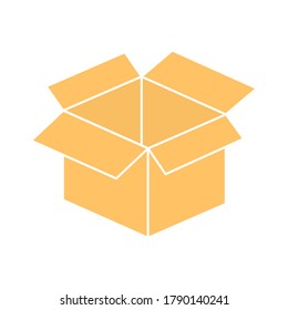 Box yellow icon. Open box outline vector illustration isolated on white.