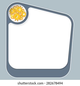 Box for your text with white frame and golden cogwheels