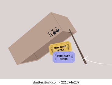 A Box-and-stick Trap, A Mechanism Used For Live Trapping With Employee Perks Stylized As Admission Tickets, Corporate Retention Program