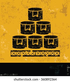 Box,cargo design on yellow background,grunge vector