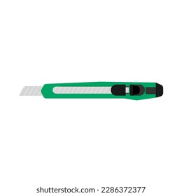 Ilustración vectorial de diseño plano de Boxcutter. Ilustración vectorial de cuchillos de papel. Cutter cuchillo vectorial blade. Almohadilla de papel de oficina de artículos de uso general de artesanía