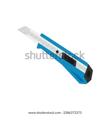 Boxcutter flat design vector illustration. Blade stationery knife vector illustration. Cutter knife vector blade. Paper craft utility stationery office craft cut razor