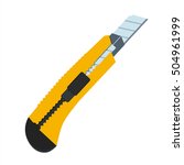 Boxcutter tool icon. Household box cutter instrument for general or utility purposes. Snap-off blade stationery knife vector illustration