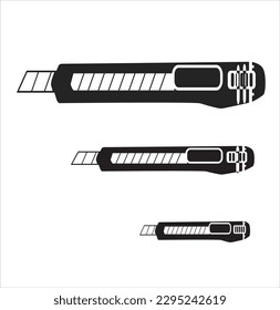 Boxcutter tool icon. Household box cutter instrument for general or utility purposes. Snap-off blade stationery knife vector illustration