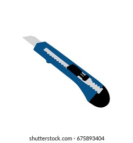 Boxcutter tool icon. Household box cutter instrument for general or utility purposes. Snap-off blade stationery knife vector illustration.Cutter vector.