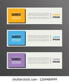 boxed or box style banner template design with horizontal advertising banner space for text vector illustration