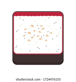Boxed food japan. Rice in box. free space for text. Japan rice.
