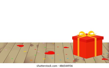 boxed gift on wooden background
