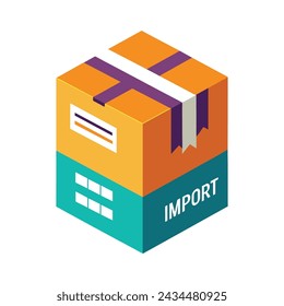 Boxed import flat vector illustration on white background