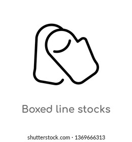 boxed line stocks vector line icon. Simple element illustration. boxed line stocks outline icon from user interface concept. Can be used for web and mobile
