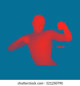 Boxer. 3D Model of Man. Human Body. Sport Symbol. Design Element. Vector Illustration.