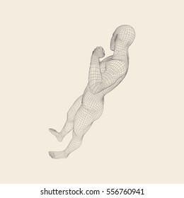Boxer. 3D Model of Man. Sport Symbol. Vector Illustration. 