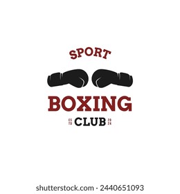 Boxer Academy Logo With Boxing Gloves Icon Design Concept Vector Illustration