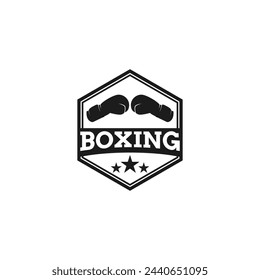 Boxer Academy Logo With Boxing Gloves Icon Design Concept Vector Illustration