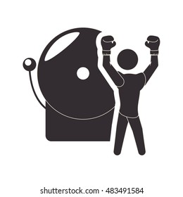 Boxer and alarm icon. boxing sport competition and training theme. Isolated design. Vector illustration