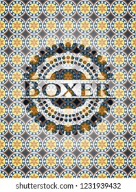Boxer arabic style badge. Arabesque decoration.